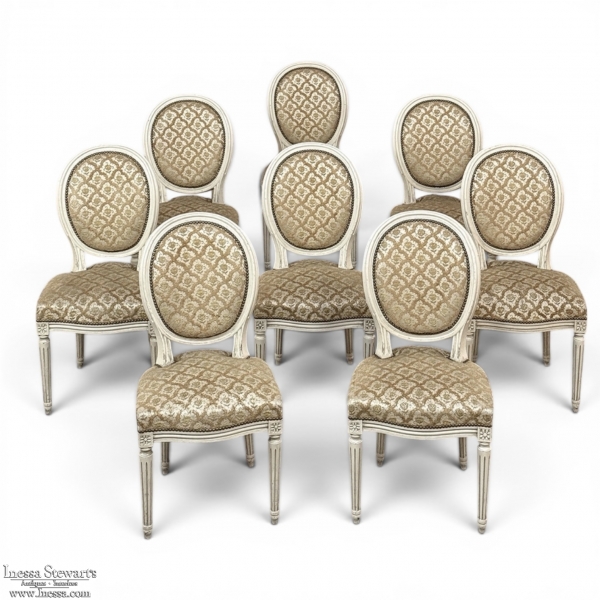Set of 8 Antique French Louis XVI Painted Dining Chairs