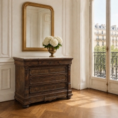 19th Century Napoleon III Neoclassical Rosewood Commode with Original Carrara Marble