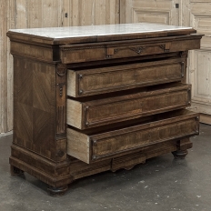 19th Century Napoleon III Neoclassical Rosewood Commode with Original Carrara Marble