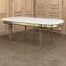 Grand Antique French Louis XVI Mahogany Dining Table with Carrara Marble Top