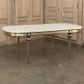 Grand Antique French Louis XVI Mahogany Dining Table with Carrara Marble Top