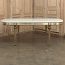 Grand Antique French Louis XVI Mahogany Dining Table with Carrara Marble Top