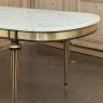 Grand Antique French Louis XVI Mahogany Dining Table with Carrara Marble Top
