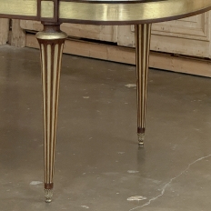 Grand Antique French Louis XVI Mahogany Dining Table with Carrara Marble Top