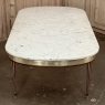Grand Antique French Louis XVI Mahogany Dining Table with Carrara Marble Top
