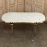 Grand Antique French Louis XVI Mahogany Dining Table with Carrara Marble Top