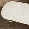 Grand Antique French Louis XVI Mahogany Dining Table with Carrara Marble Top