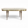 Grand Antique French Louis XVI Mahogany Dining Table with Carrara Marble Top