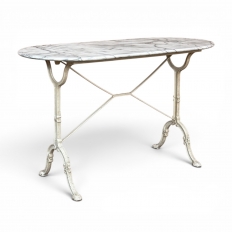 19th Century French Carrara Marble and Wrought Iron Bistro Table