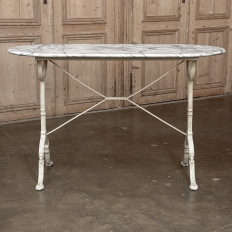 19th Century French Carrara Marble and Wrought Iron Bistro Table