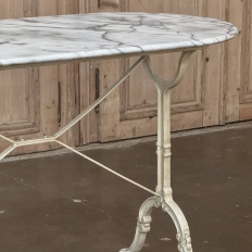 19th Century French Carrara Marble and Wrought Iron Bistro Table
