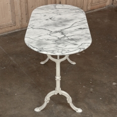 19th Century French Carrara Marble and Wrought Iron Bistro Table