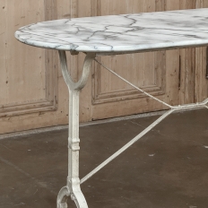 19th Century French Carrara Marble and Wrought Iron Bistro Table