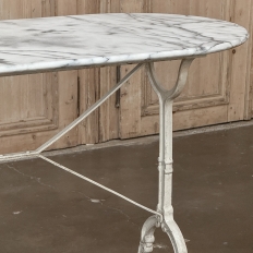 19th Century French Carrara Marble and Wrought Iron Bistro Table