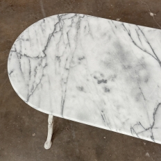 19th Century French Carrara Marble and Wrought Iron Bistro Table