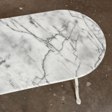 19th Century French Carrara Marble and Wrought Iron Bistro Table