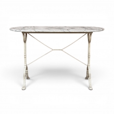 19th Century French Carrara Marble and Wrought Iron Bistro Table
