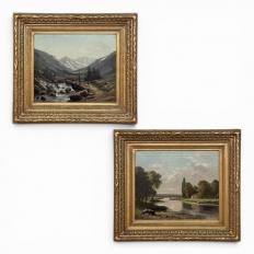 Pair of Framed Oil Paintings on Canvas by Henri Mosny Dated 1883