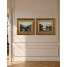 Pair of Framed Oil Paintings on Canvas by Henri Mosny Dated 1883