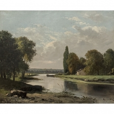 Pair of Framed Oil Paintings on Canvas by Henri Mosny Dated 1883