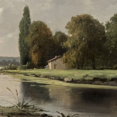 Pair of Framed Oil Paintings on Canvas by Henri Mosny Dated 1883