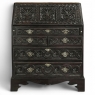 18th Century English Country Secretary in Hand-Carved Oak
