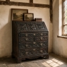 18th Century English Country Secretary in Hand-Carved Oak