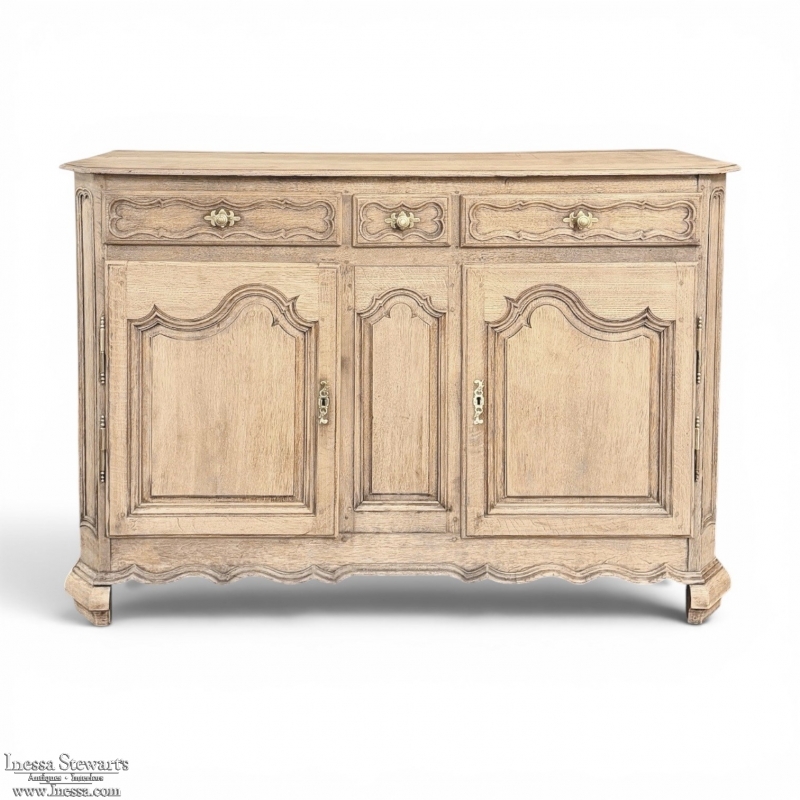 18th Century Country French Louis XIV Style Buffet in Stripped Oak