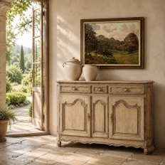 18th Century Country French Louis XIV Style Buffet in Stripped Oak