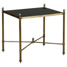 Mid-Century Modern Brass Side Table with Black Glass Top