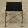 Mid-Century Modern Brass Side Table with Black Glass Top