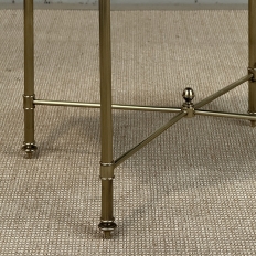 Mid-Century Modern Brass Side Table with Black Glass Top