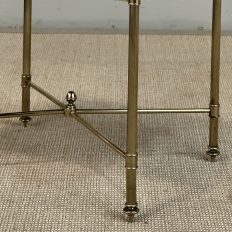 Mid-Century Modern Brass Side Table with Black Glass Top
