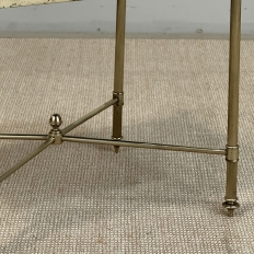 Mid-Century Modern Brass Side Table with Black Glass Top