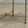 Mid-Century Modern Brass Side Table with Black Glass Top