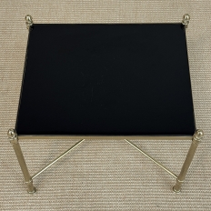 Mid-Century Modern Brass Side Table with Black Glass Top