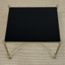 Mid-Century Modern Brass Side Table with Black Glass Top