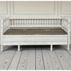 19th Century Swedish Neoclassical Painted Bench ~ Trunk