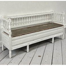19th Century Swedish Neoclassical Painted Bench ~ Trunk