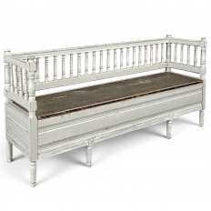 19th Century Swedish Neoclassical Painted Bench ~ Trunk