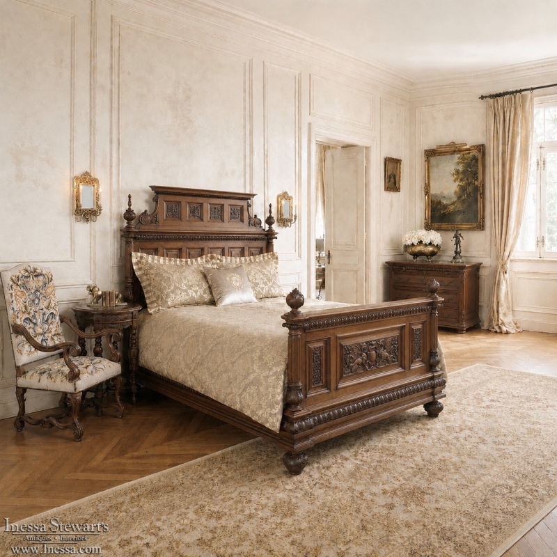 19th Century French Renaissance Henri II Bedroom Set