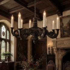 Antique French Louis XIV Carved Wood Chandelier