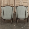 Pair Antique Louis XVI Style French Bergères ~ Armchairs in Walnut