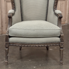 Pair Antique Louis XVI Style French Bergères ~ Armchairs in Walnut