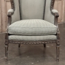 Pair Antique Louis XVI Style French Bergères ~ Armchairs in Walnut