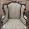 Pair Antique Louis XVI Style French Bergères ~ Armchairs in Walnut