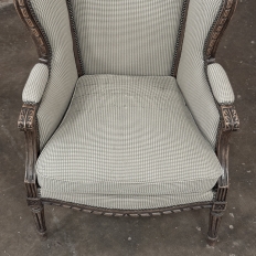 Pair Antique Louis XVI Style French Bergères ~ Armchairs in Walnut