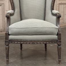 Pair Antique Louis XVI Style French Bergères ~ Armchairs in Walnut