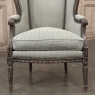 Pair Antique Louis XVI Style French Bergères ~ Armchairs in Walnut