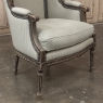 Pair Antique Louis XVI Style French Bergères ~ Armchairs in Walnut